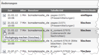 Weitere Elemente in der Tabelle