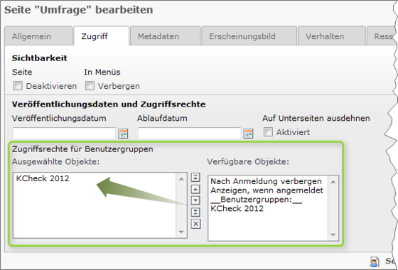 Seite Umfrage schützen