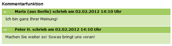 Frontend-Ansicht