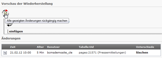 Vorschau der Wiederherstellung