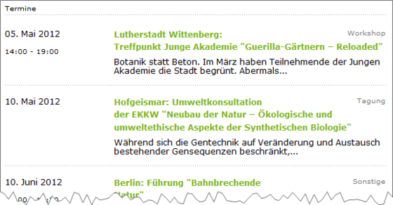 Beispiel Termine
