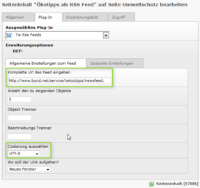 Allgemeine Einstellungen zum Feed