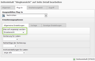 Reiter Allgemeine Einstellungen