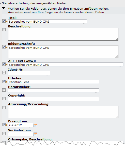 Metadaten setzen
