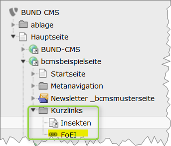 Screenshot Seite Link zu externer URL