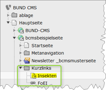 Screenshot Seite Verweis